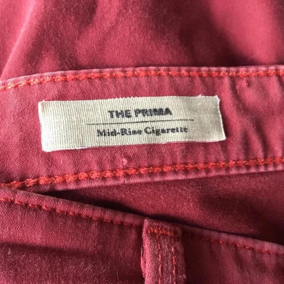 AG Adriano Goldschmeid The Prima Mid Rise Cigarette jeans red Size 26 - Picture 6 of 10